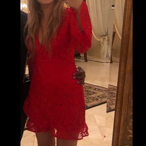 Red long sleeve mini dress
